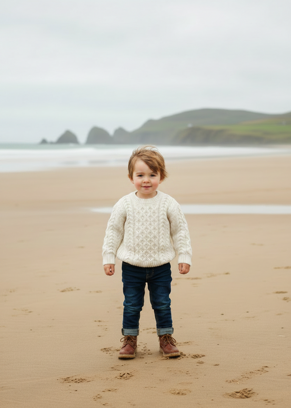 Children's Aran Merino Wool Sweater | Natural - Clearance