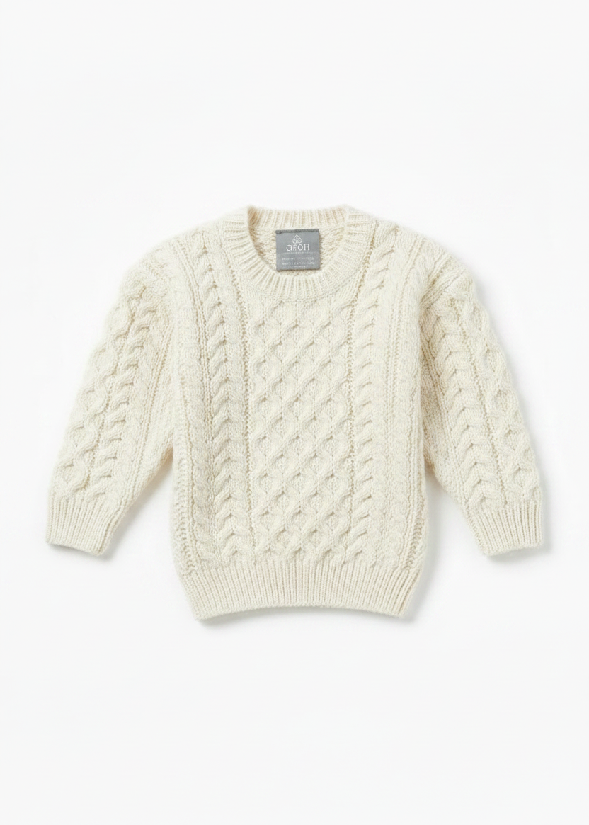 Children's Aran Merino Wool Sweater | Natural - Clearance - CHECK SIZES