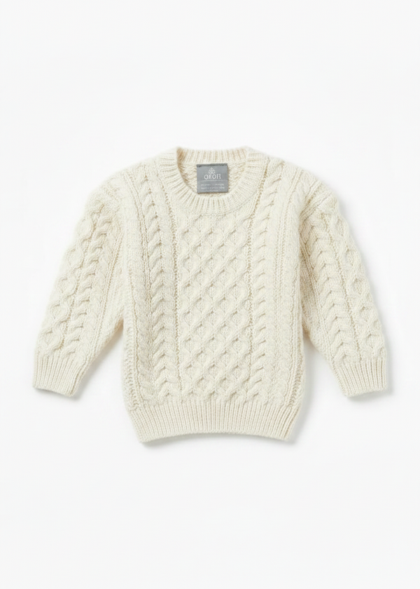 Children's Aran Merino Wool Sweater | Natural - Clearance - CHECK SIZES