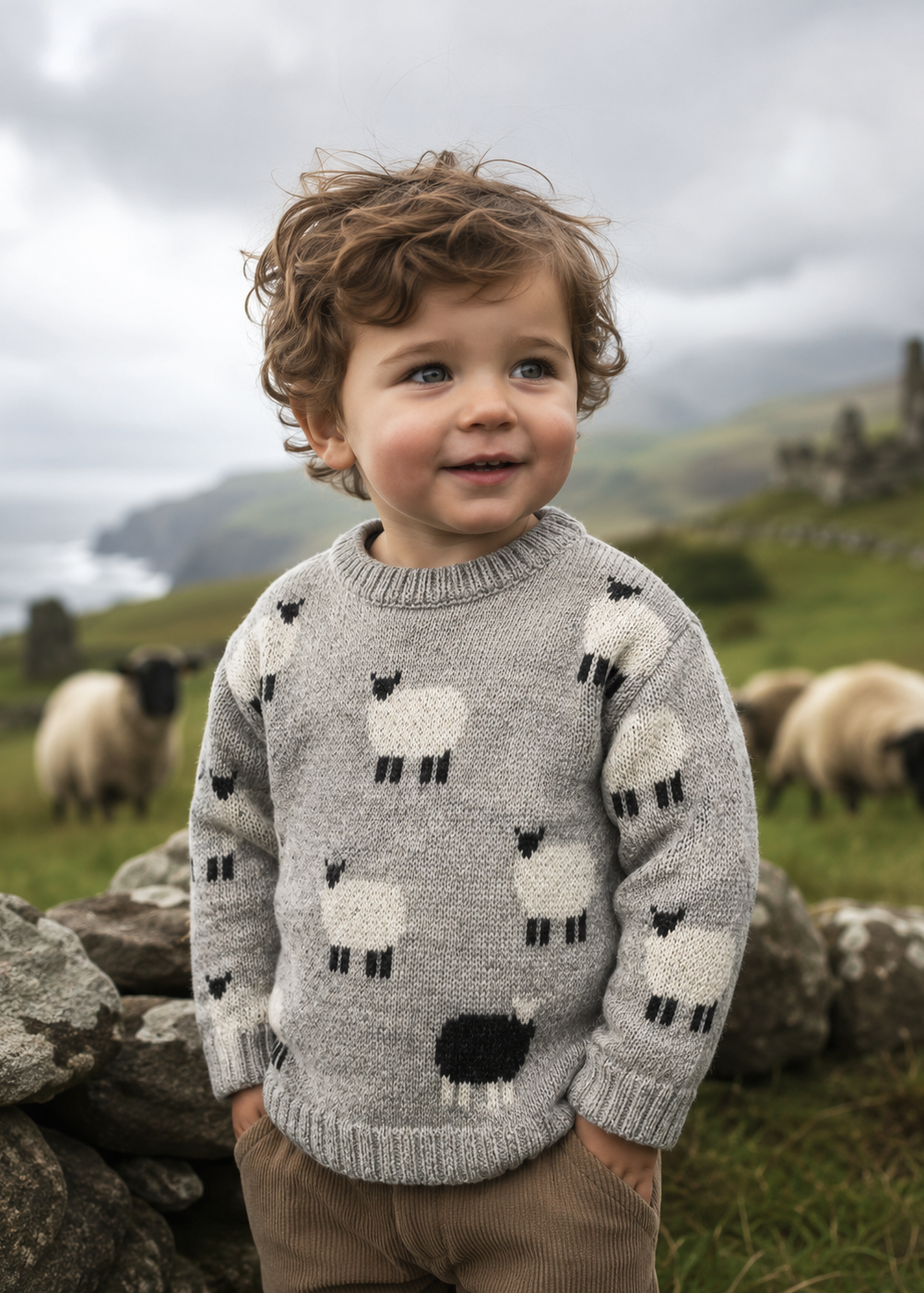 Children's Black Sheep Aran Sweater | 100% Pure Wool