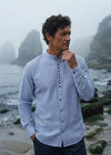 Civilian Grandfather Shirt | Blue Stripe