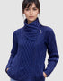 Claddagh Side Zip Aran Cardigan | Blue