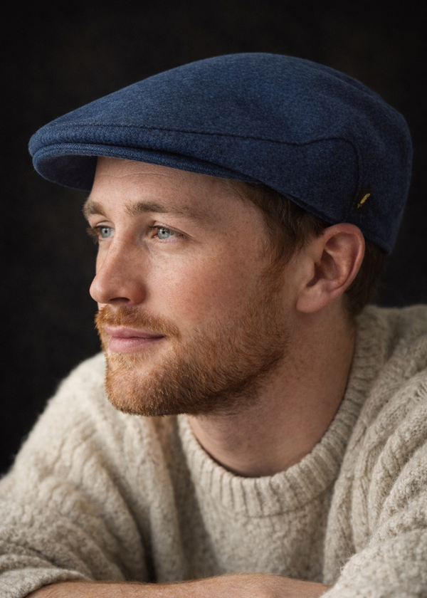 Concorde Blue Flat Cap | 100% Pure New Wool | Irish Made