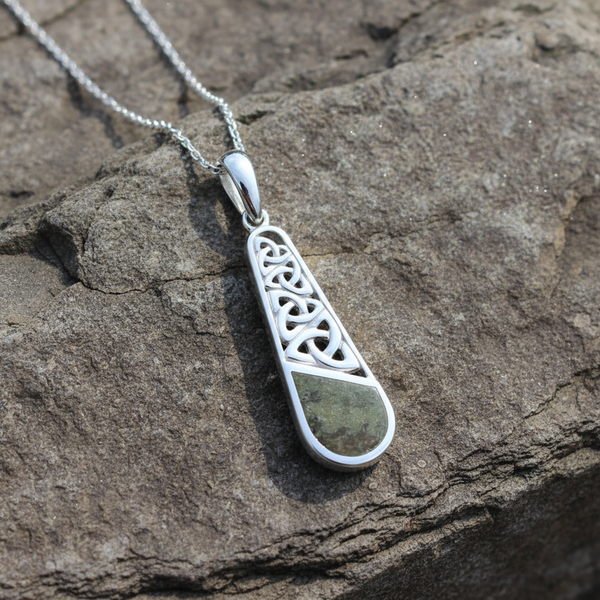 Connemara Marble Trinity Knot Necklace In Silver