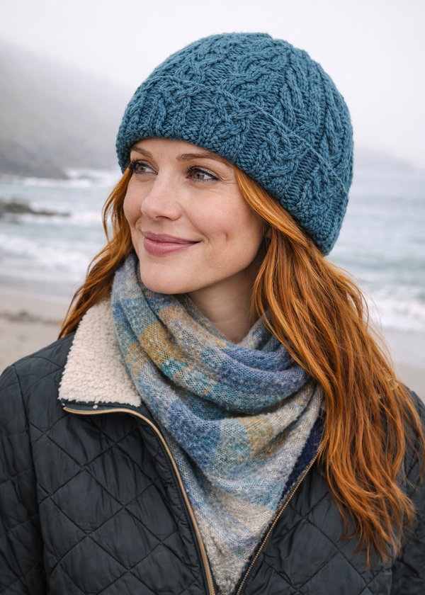 Aran Merino Wool Hat - Traditional Irish Cable Knit | Irish Sea