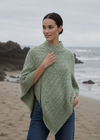 Aran Poncho Sage Marl | 100% Merino Wool Irish Poncho