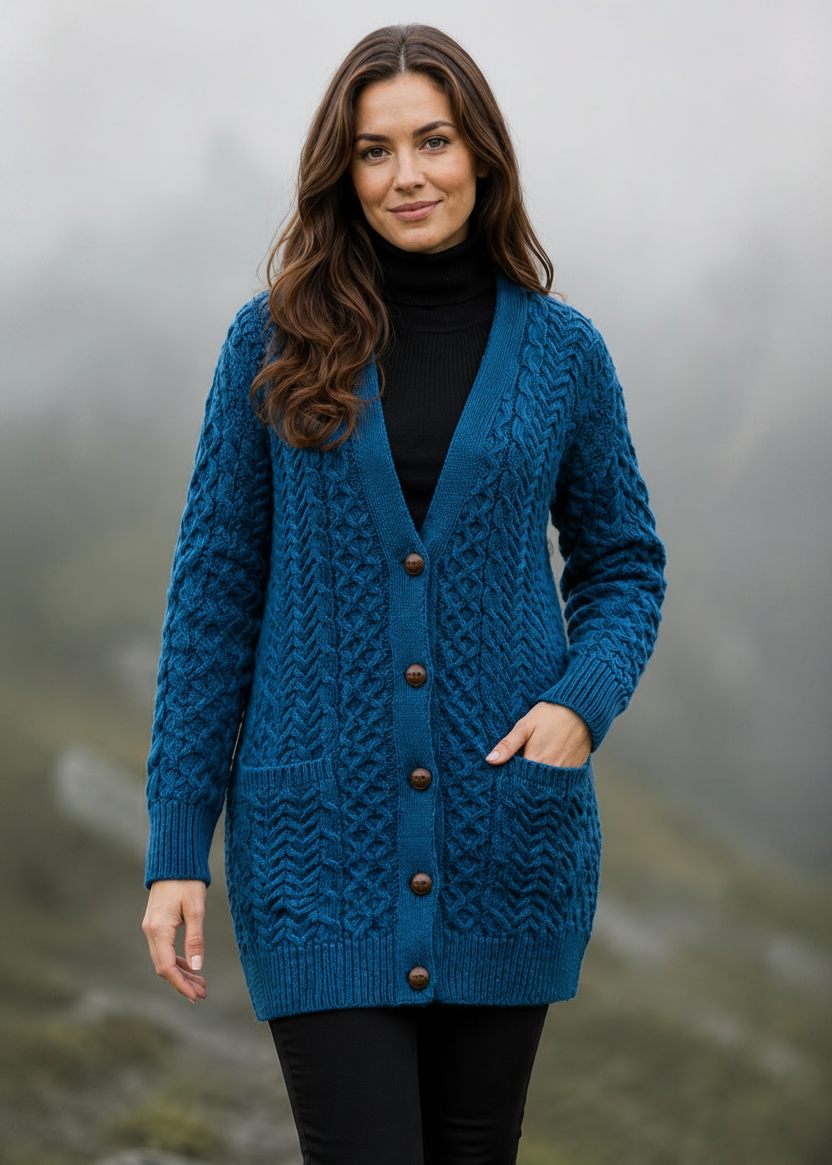 Delphi Aran Boyfriend Cardigan | Irish Sea