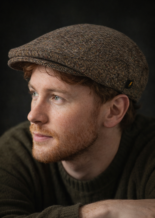 Donegal Tweed Flat Cap | Brown Salt & Pepper Irish Wool Cap