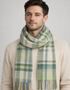 Foxford Lambswool Scarf | Turquoise & Cream Tartan