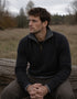Men's Lambswool Quarter Zip Sweater - Charcoal | IrelandsEye Knitwear