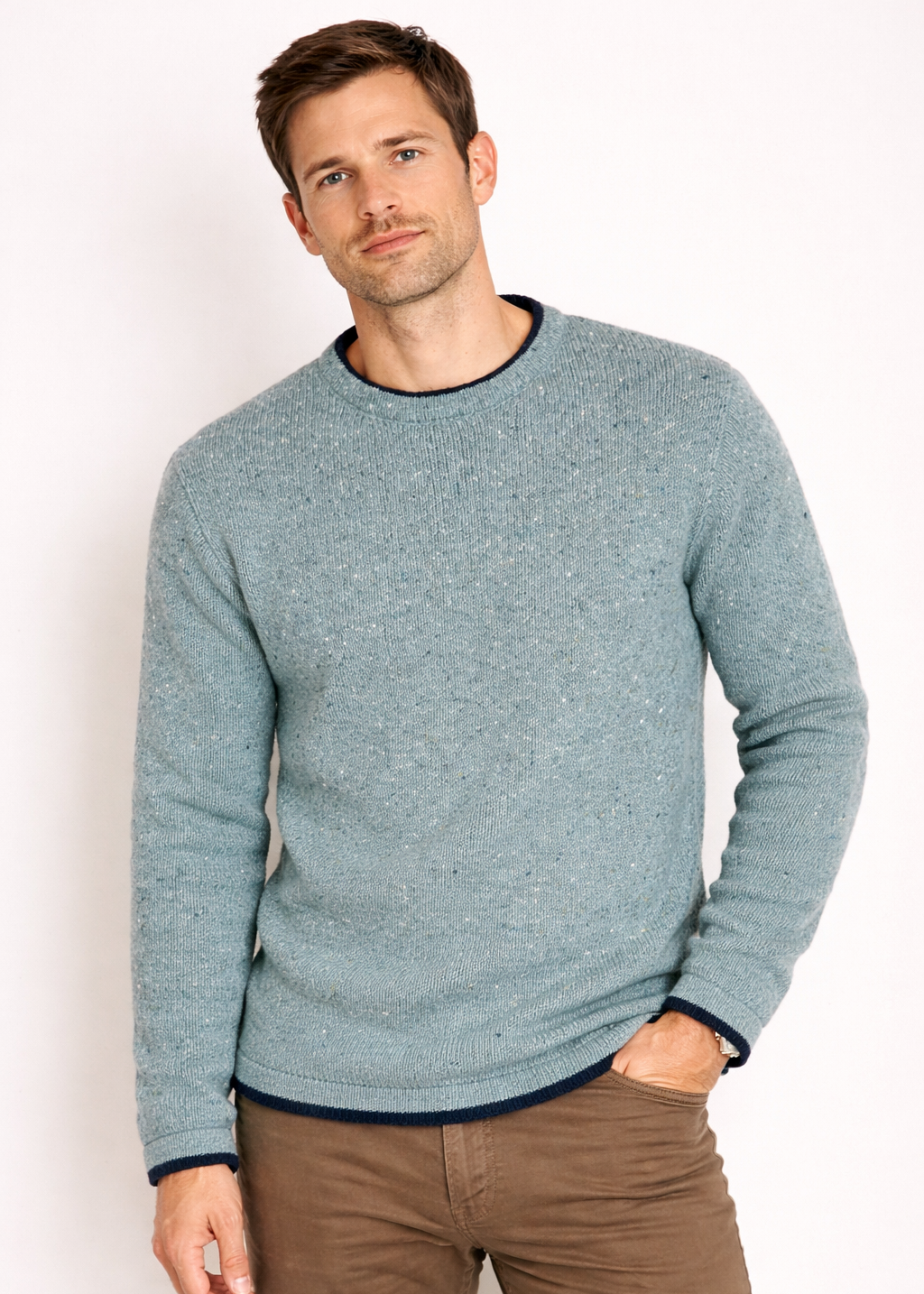 Roundstone Cashmere Blend Sweater | Ocean Mist | Irelands Eye Knitwear