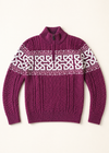 Women's Aran Celtic Design Zip Sweater | Raspberry Marl