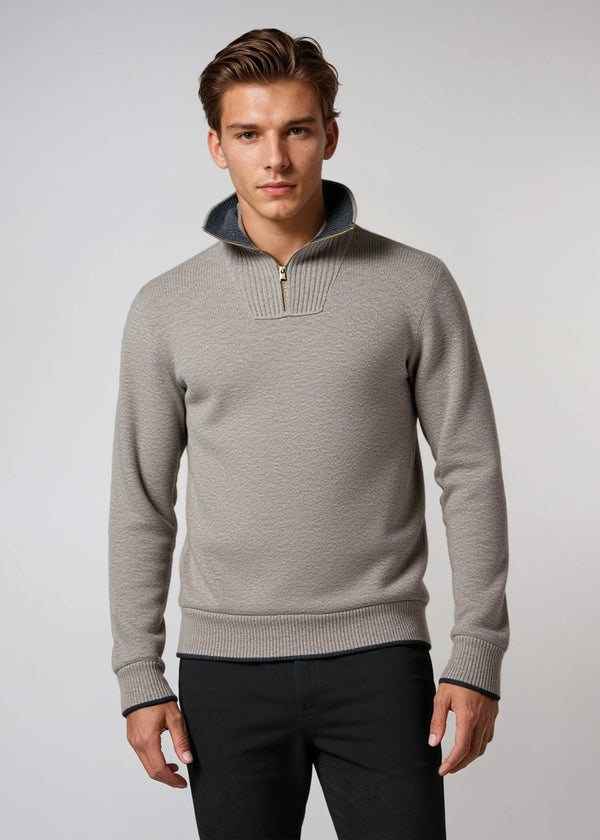 IrelandsEye Men's Zip Sweater | Ghost Grey