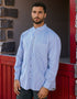 Civilian Grandfather Shirt | Blue Stripe