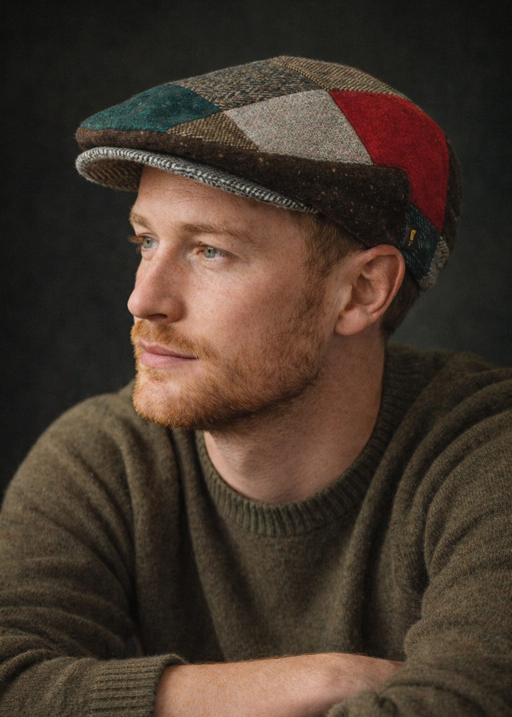 Donegal Tweed Flat Cap | Red Patch | Handcrafted Irish Heritage Cap