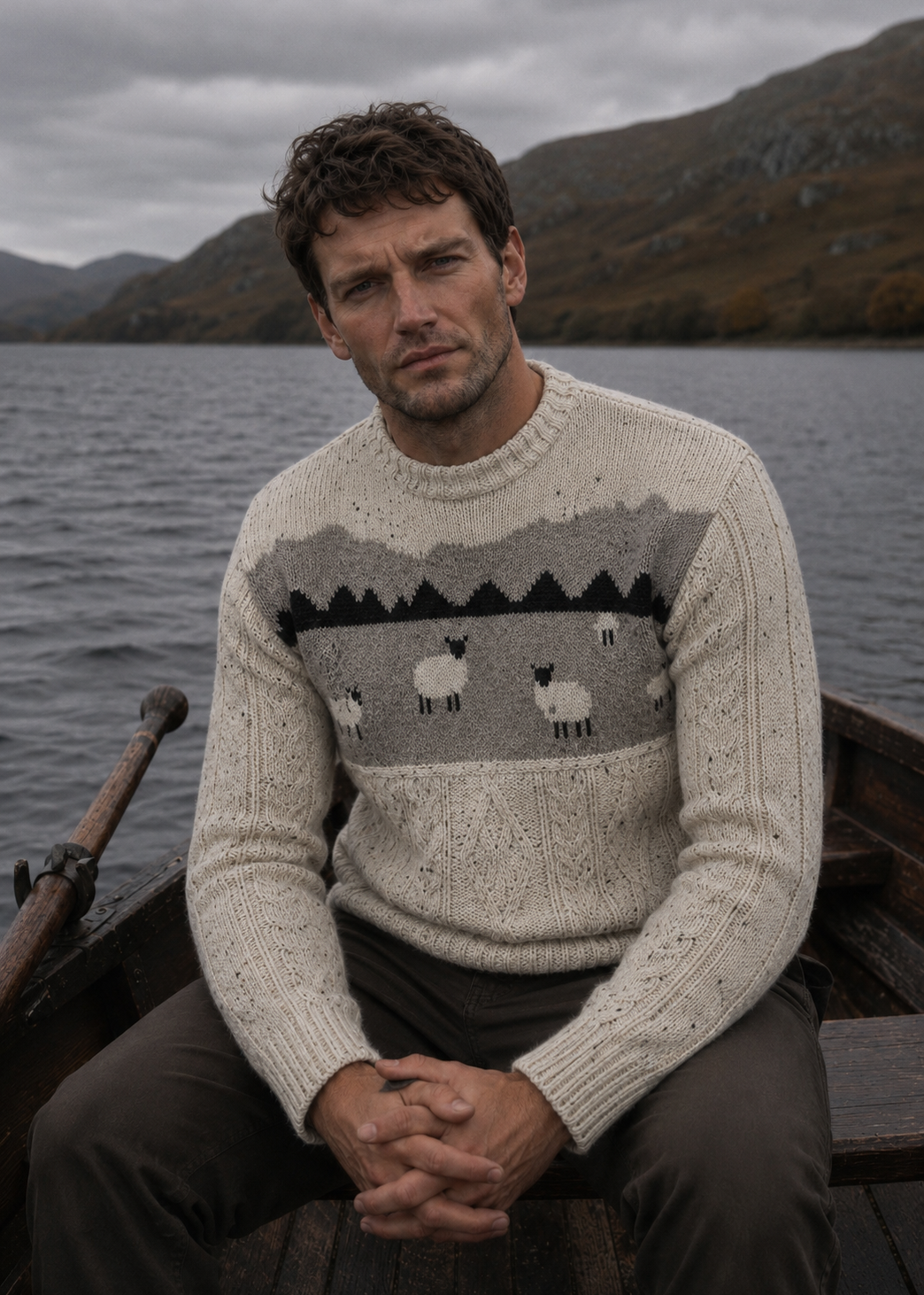 Pure Wool Sheep Aran Sweater | Oatmeal