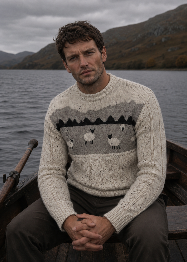 Pure Wool Sheep Aran Sweater | Oatmeal