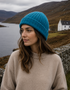Aran Donegal Fleck Wool Hat - Turquoise