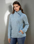 Aran Bikers Claddagh Side Zip Cardigan | Aqua