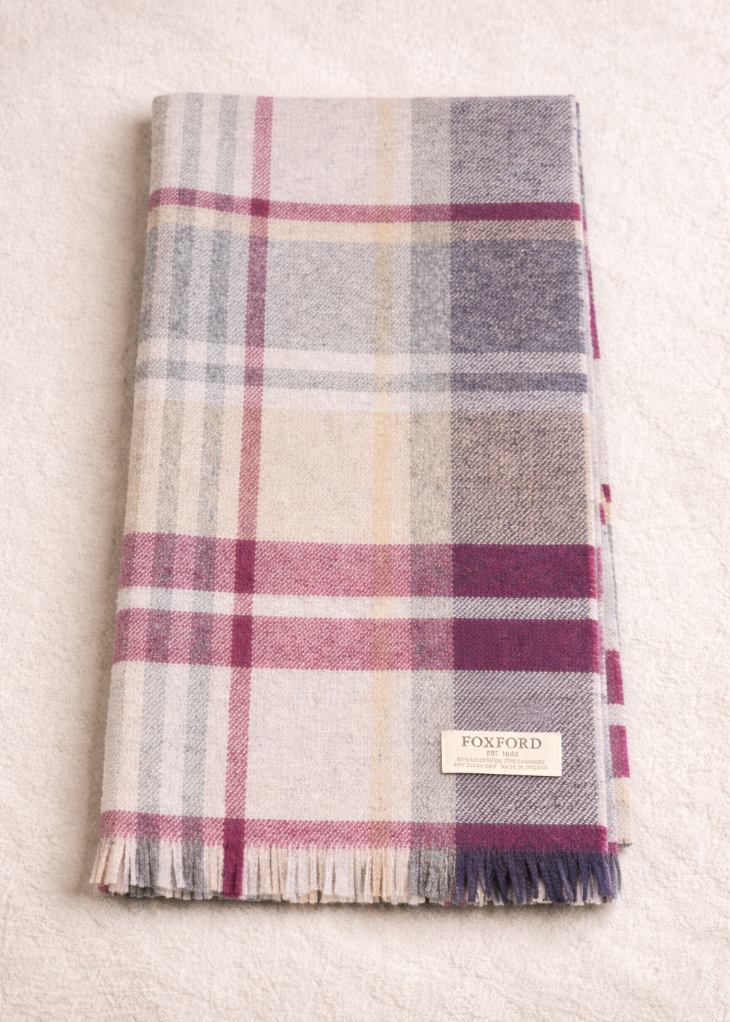 Foxford Burgundy Camel Extra Fine Merino Scarf