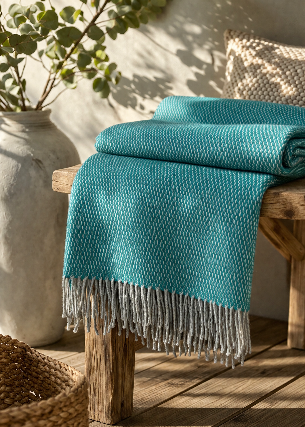 McNutt Pool Green Wool Throw - Irish Pure Wool Blanket