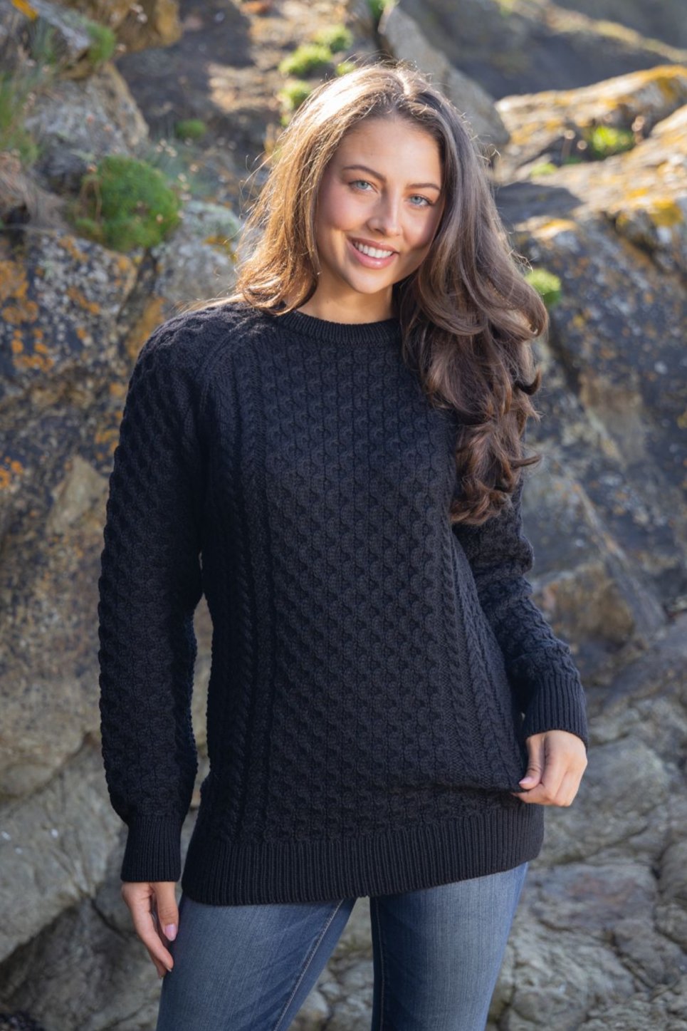 Ladies Slim-Fit Aran Sweater | Blackwatch