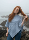Aran Merino Wool V Poncho | Sky - Clearance