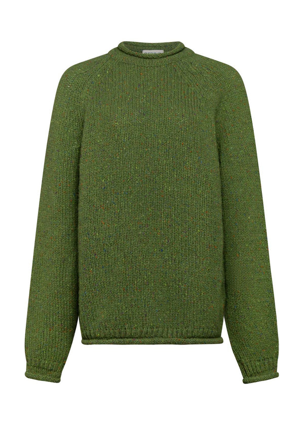 Ladies Roll Neck Fisherman Sweater | Green