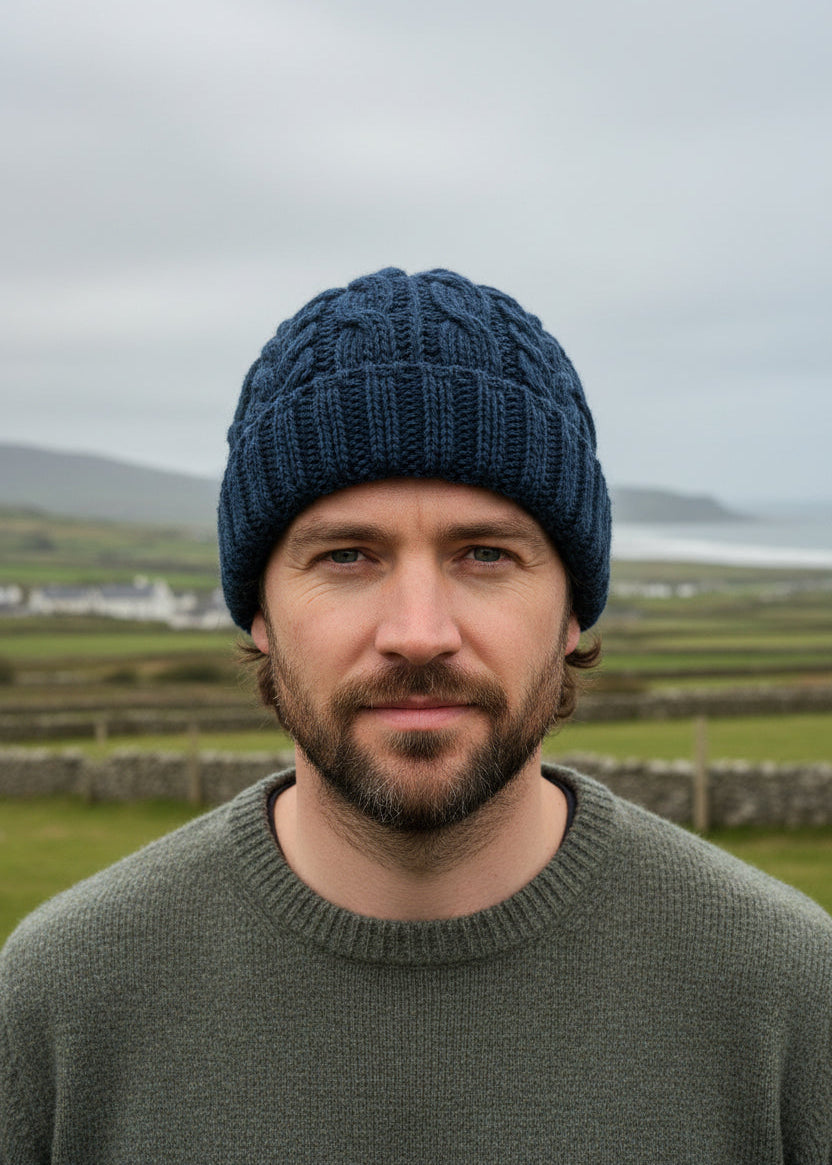 Aran Pure Wool Worsted Hat | BlackWatch
