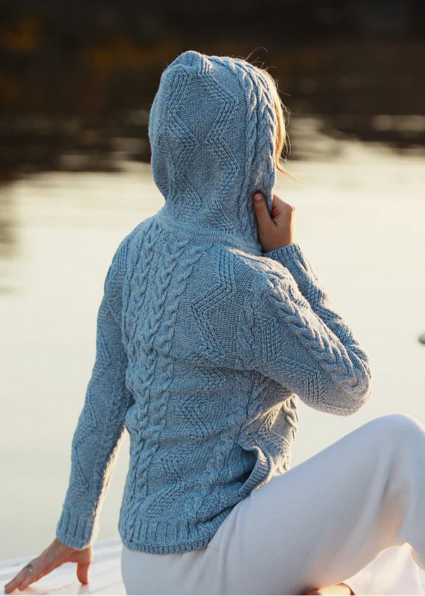 Aran Hooded Cardigan | Sky Blue