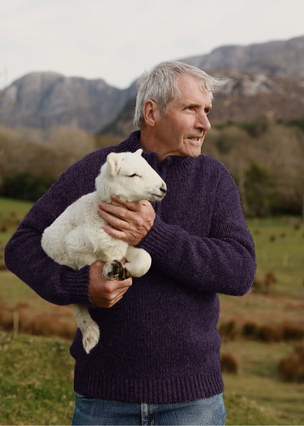 Men's Half-Zip Donegal Jumper | Purple Fleck
