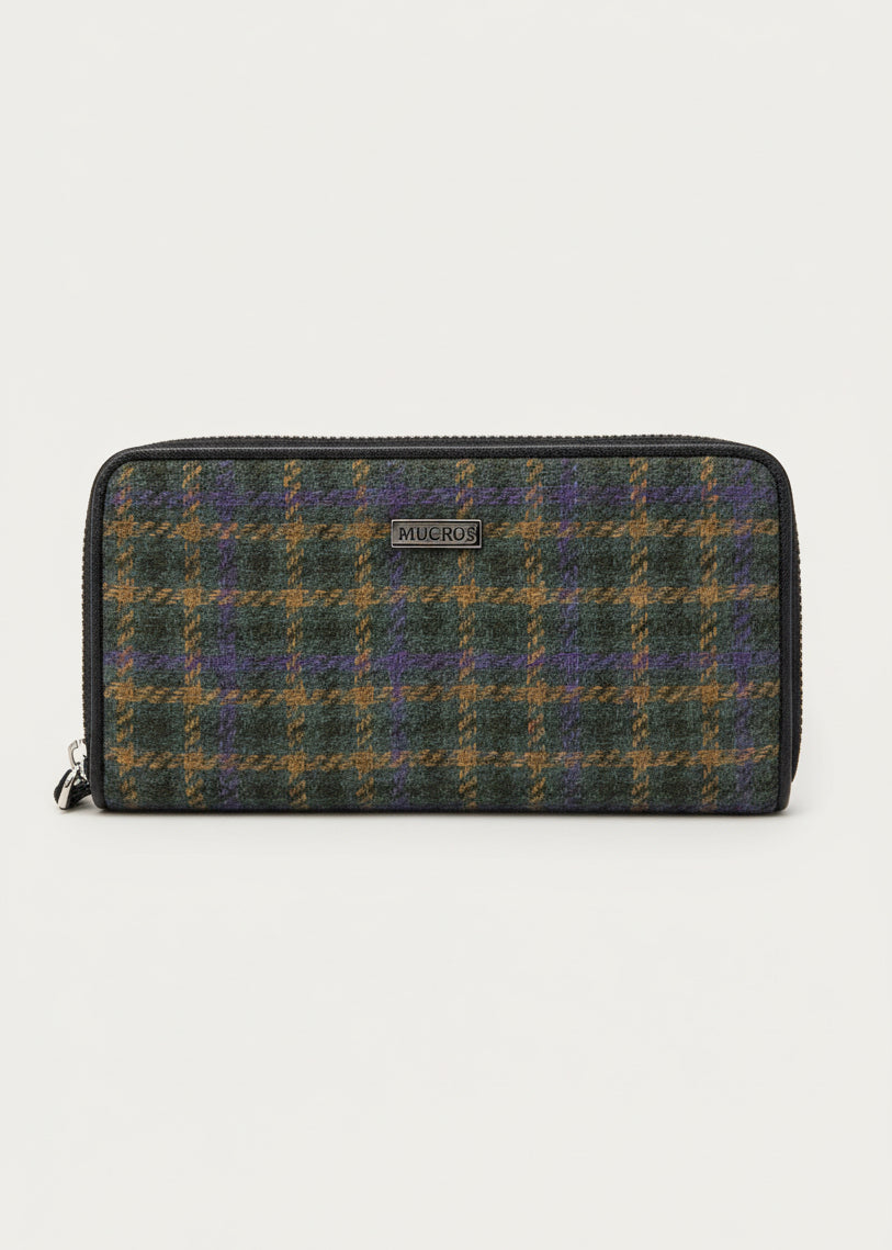 Mucros Tweed Wallet | Purple Green Check