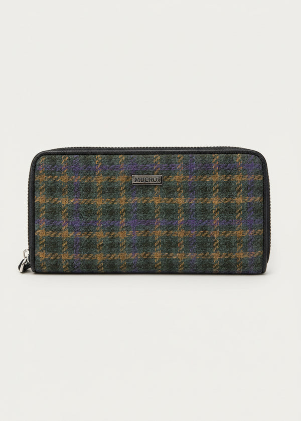 Mucros Tweed Wallet | Purple Green Check