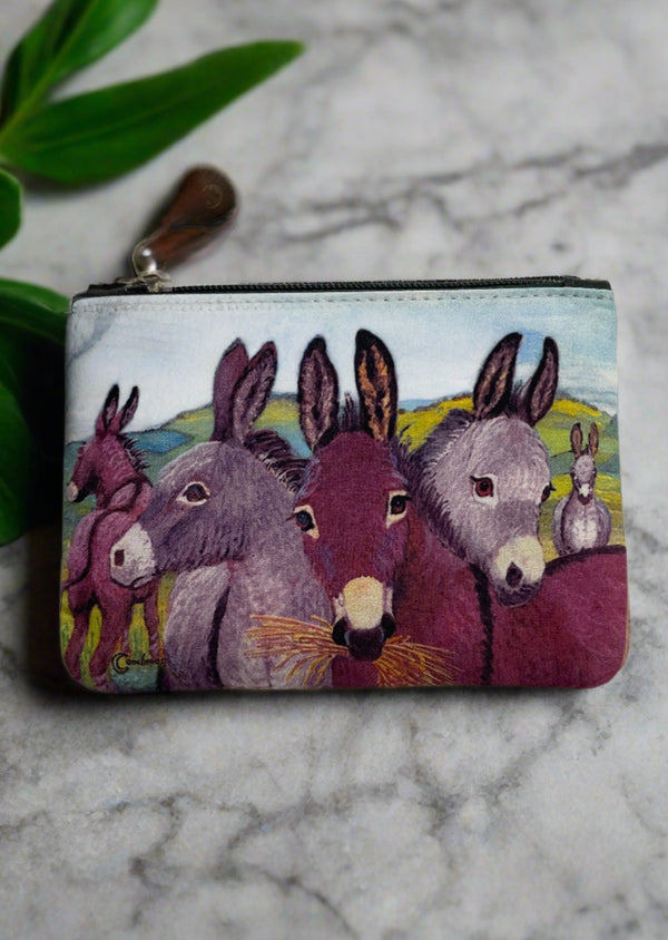 Irish Leather Small Zip Purse - Donkeys