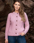 Women's Aran Merino Wool Lumber Cardigan - Rose Ash Pink