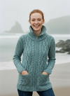Aran Claddagh Zip Cardigan | Aqua