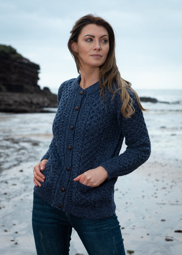 Aran Lumber Cardigan | Demin Marl