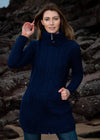 Aran Long Fitted Coat | Deep Water Blue