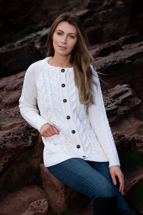 Merino Lumber Aran Cardigan | Natural