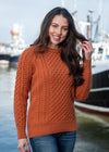 Ladies Slim-Fit Aran Sweater | Terracotta