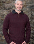 Mens Lambswool Zip Sweater | Claret