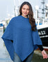 Aran Merino Wool V Poncho | Denim Marl - Clearance