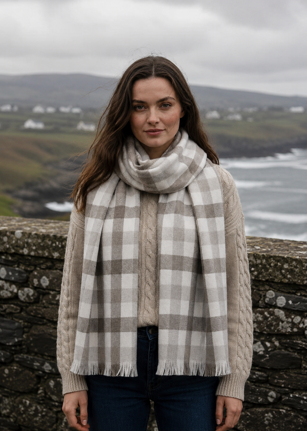 Ladies foxford taupe scarf 