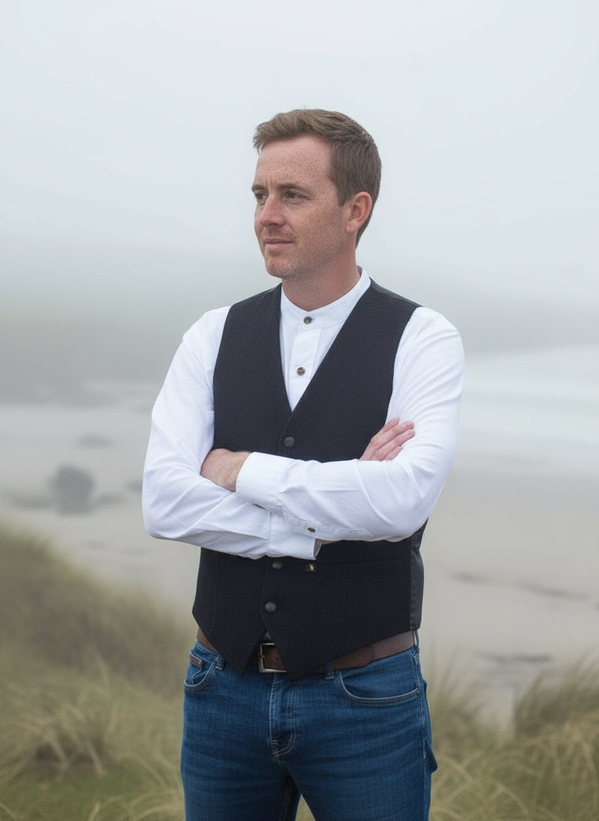 Donegal Tweed Black Waistcoat - Hatman