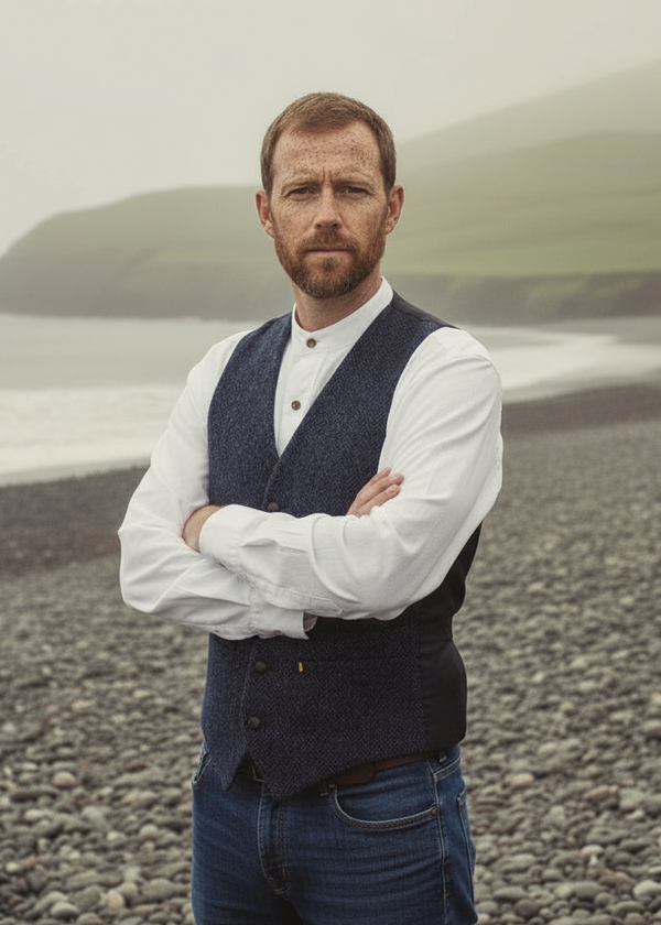 Donegal Tweed Navy Waistcoat | Hatman