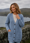 Delphi Aran Boyfriend Cardigan | Blue Grey