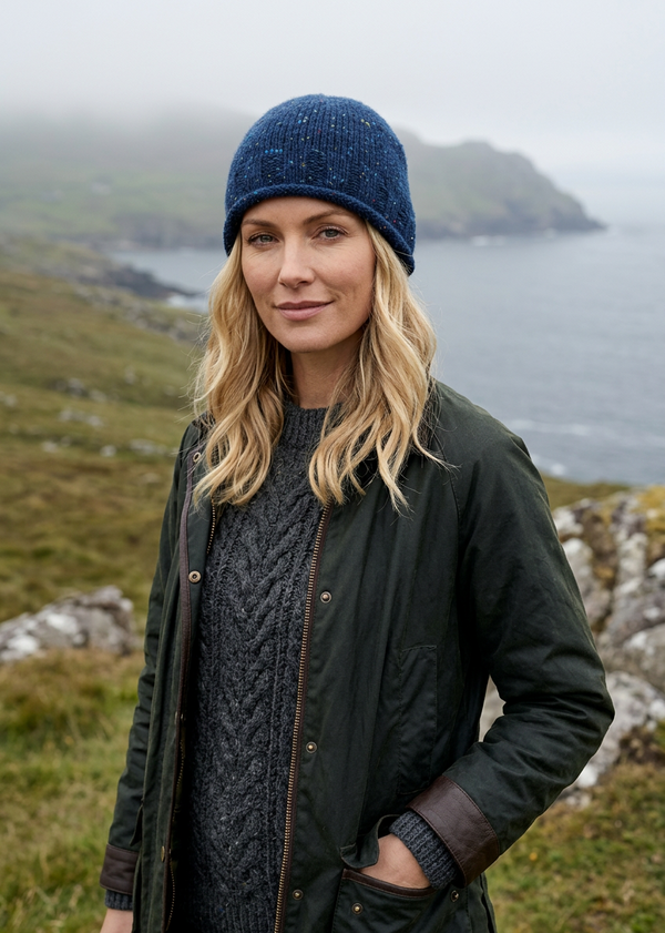 Donegal Fleck Wool Hat - Blue Melange