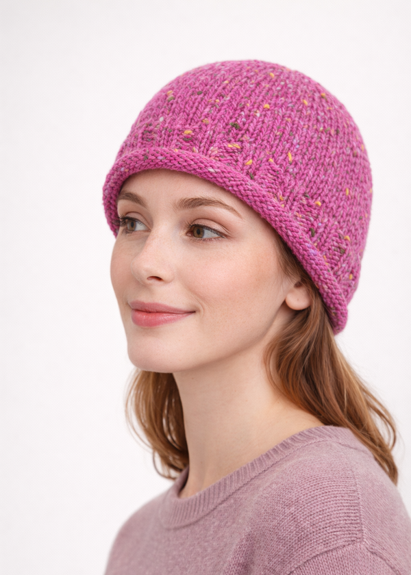 Donegal Fleck Wool Hat - Pink