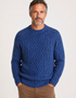 Donegal Tweed Aran Crew Neck Sweater | Blue Fleck