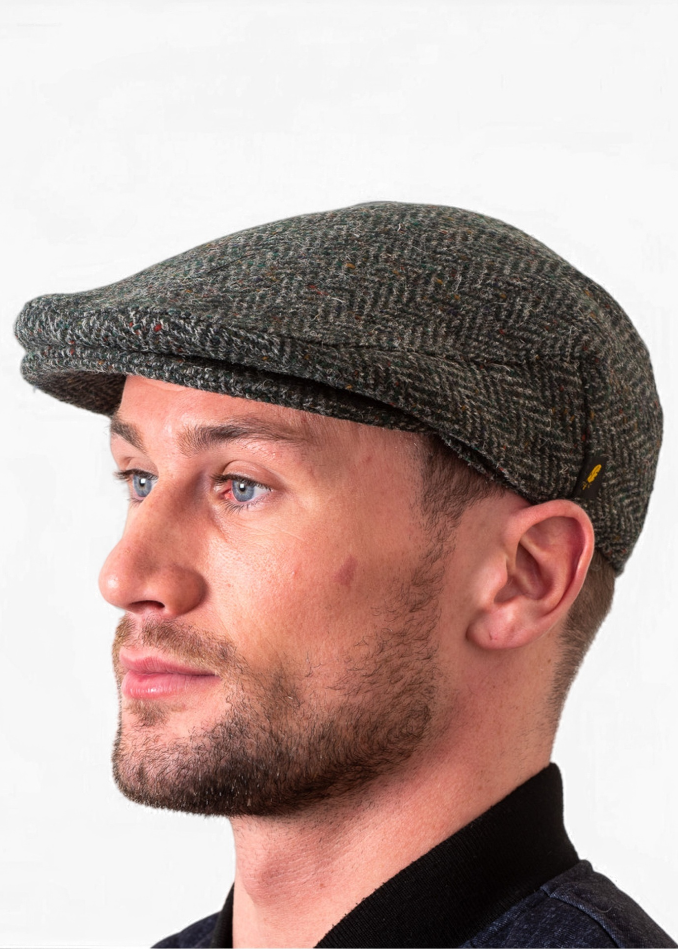 Donegal Tweed Cap | Green Herringbone 
